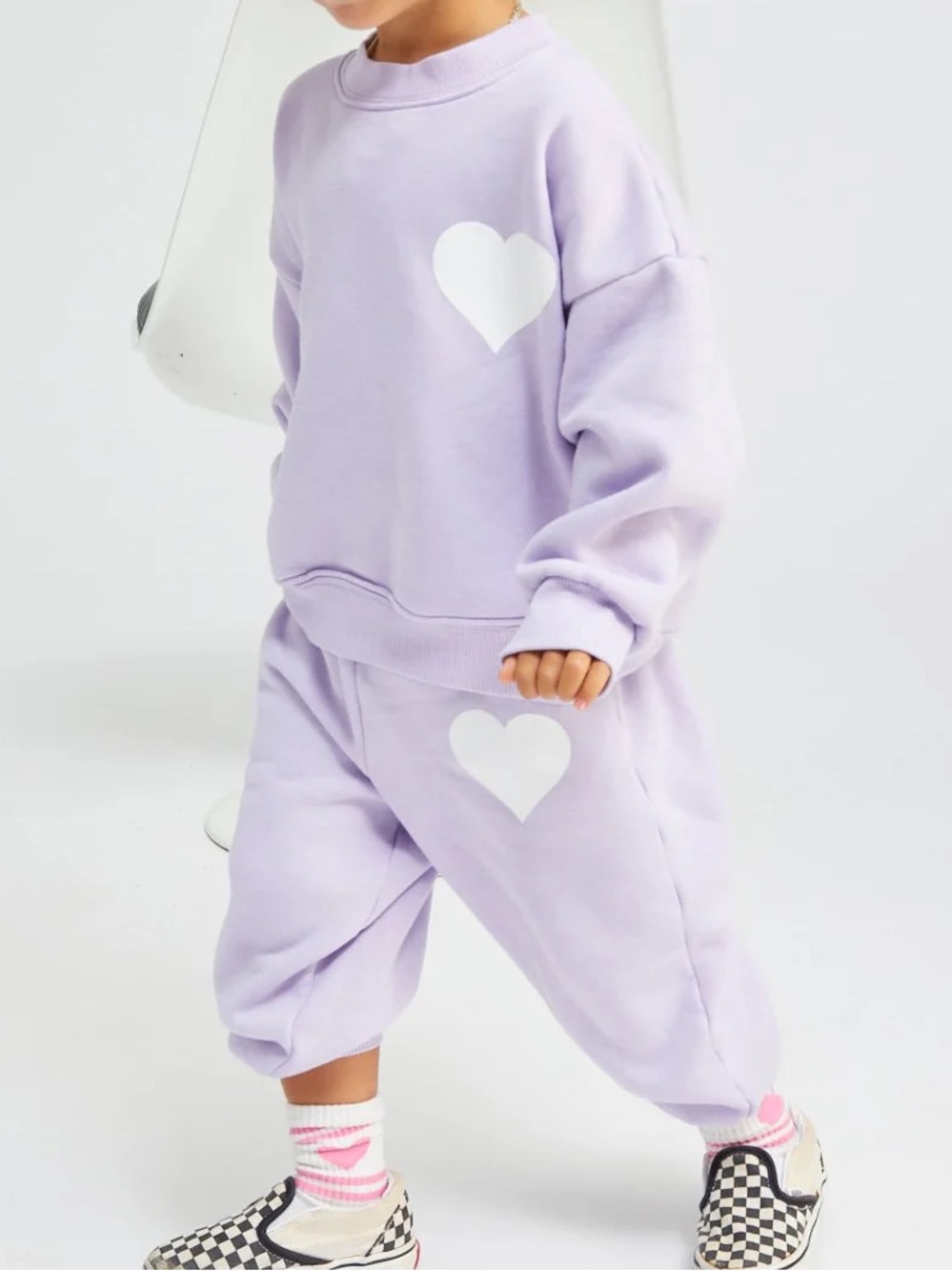 NWT $176 Girl's Sz 4 Matching SPRWMN Purple Heart Sweatshirt & Sweatpants Set